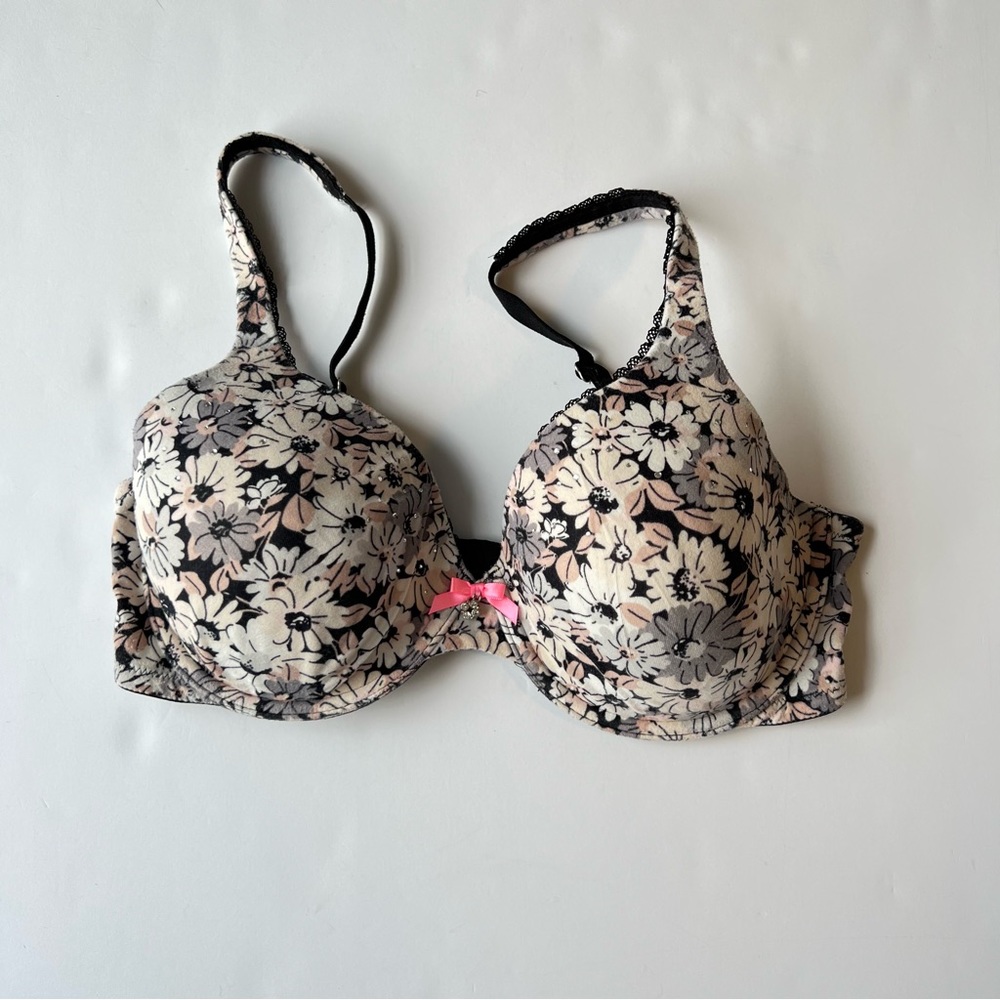 Victoria's Secret Floral Lined Perfect Coverage Couvrant Parfait Double Bra 34D